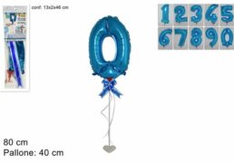 Numero Gonf 0/9 Azzurro 40cm Con Base