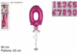 Numero Gonf 0/9 Rosa 40cm Con Base