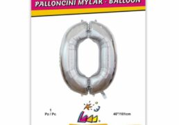 Palloncino Mylar N. 0 Argento 40 101cm