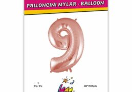 Palloncino Mylar N. 9 Rosa Gold Mega 40